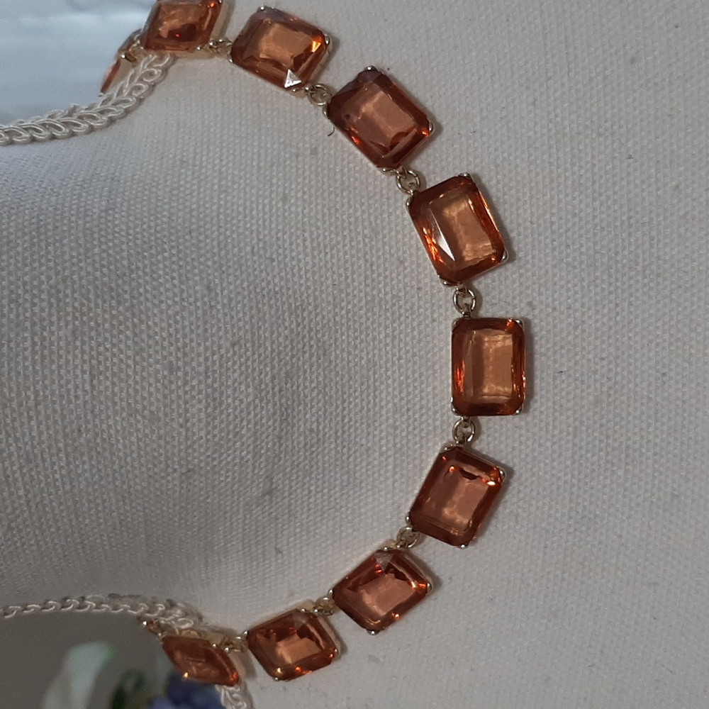 WHBM Elegant Gold and Orange Necklace